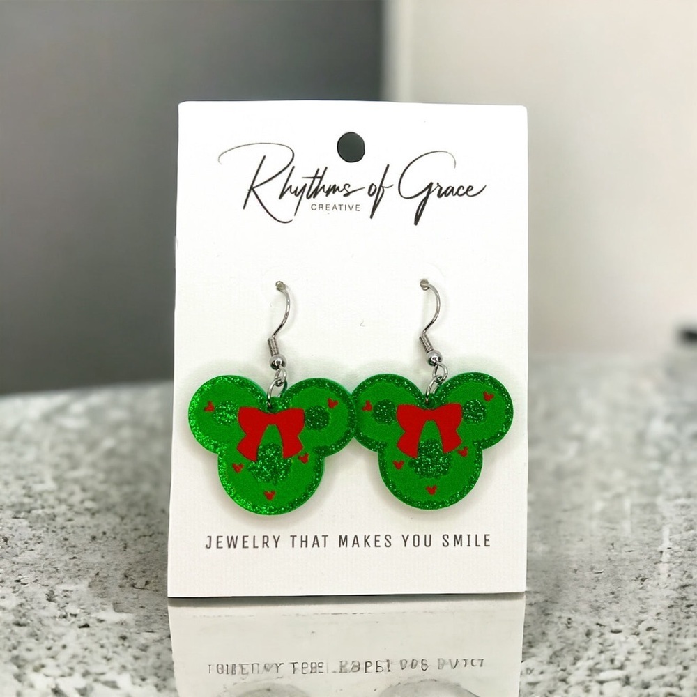 Jingle All the Way with Our Merry Mouse Dangle Earrings! NWT Mouse Ears - Picture 2 of 4